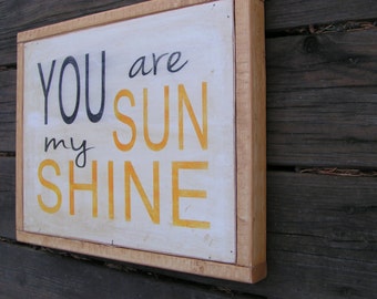 Rustic Subway Sign You are my sunshine wood sign - Self Hanging