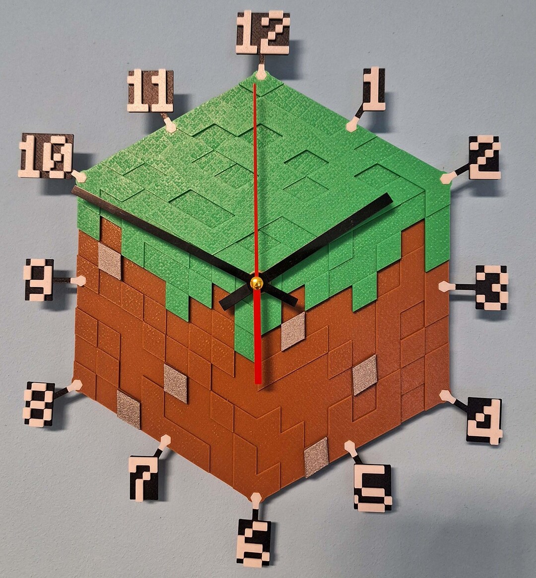 Minecraft Styled 3D Printed Wall Clock 33.5cm13.2 Minecraft Dirt Block ...