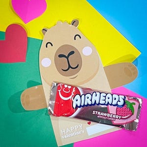 CAPYBARA VALENTINE HUGGER | Classroom Valentine&#39;s Day Cards | Printable Valentine&#39;s | Instant Download | Set of 2