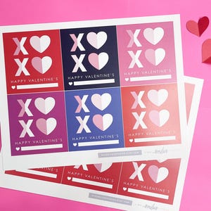 XOXO VALENTINE • Verschiedene Geschenkoptionen • Sofort Download • Klassenzimmer Valentinstag • Nachbar Geschenk • 12er Set (2 Farbvarianten)