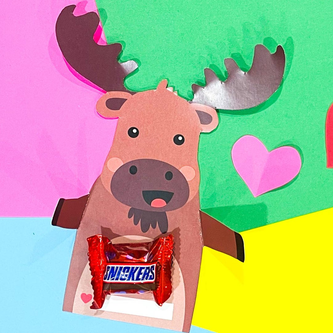 MOOSE VALENTINE HUGGER | Classroom Valentine's Day Cards | Printable ...