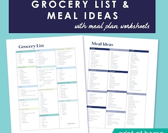 Maaltijdplanner voor zending: boodschappenlijst, maaltijdideeën (pdf-download)