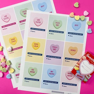 CONVERSATION HEARTS Valentine • Classroom Valentine • Friend Valentine • Instant Download • Set of 18