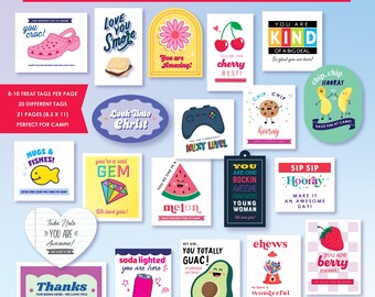 Girls Camp Pillow Treat Tags • Friendship Gift Printables (Digital Download)