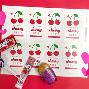 CHERRY BEST Valentine | Classroom Valentine&#39;s Day Cards | Printable Valentine&#39;s | Lots of Options | Instant Download | Set of 8