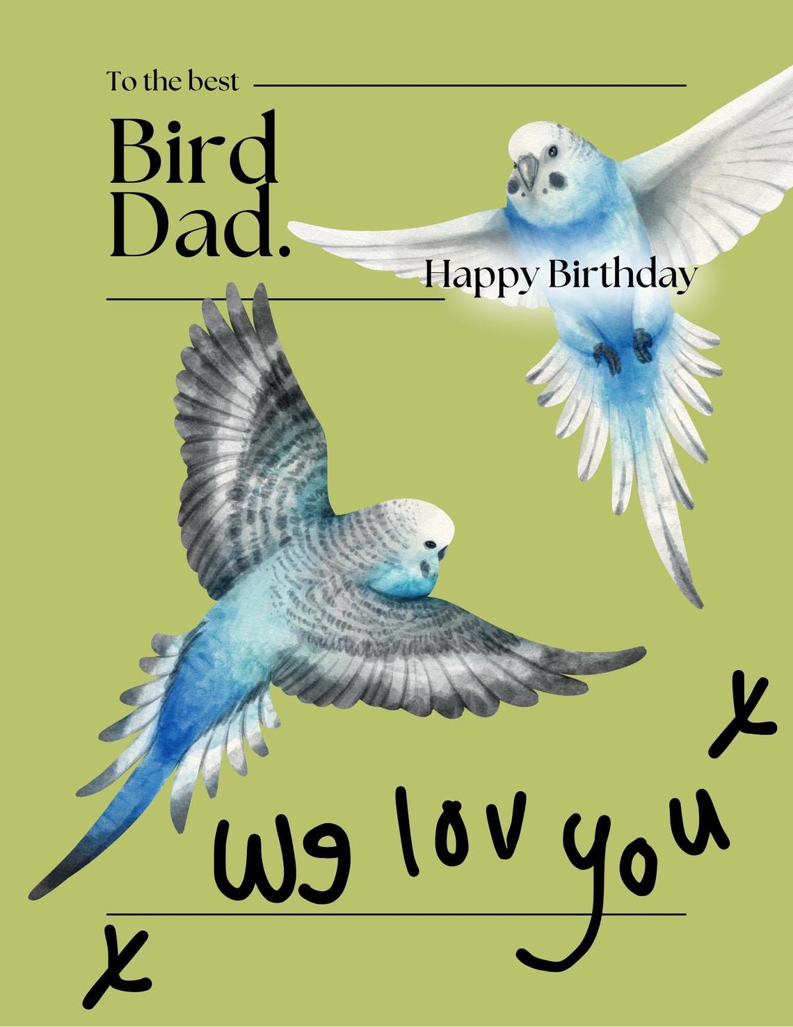 Printable Bird Dad Birthday Card: From the Little Birdies (digital ...