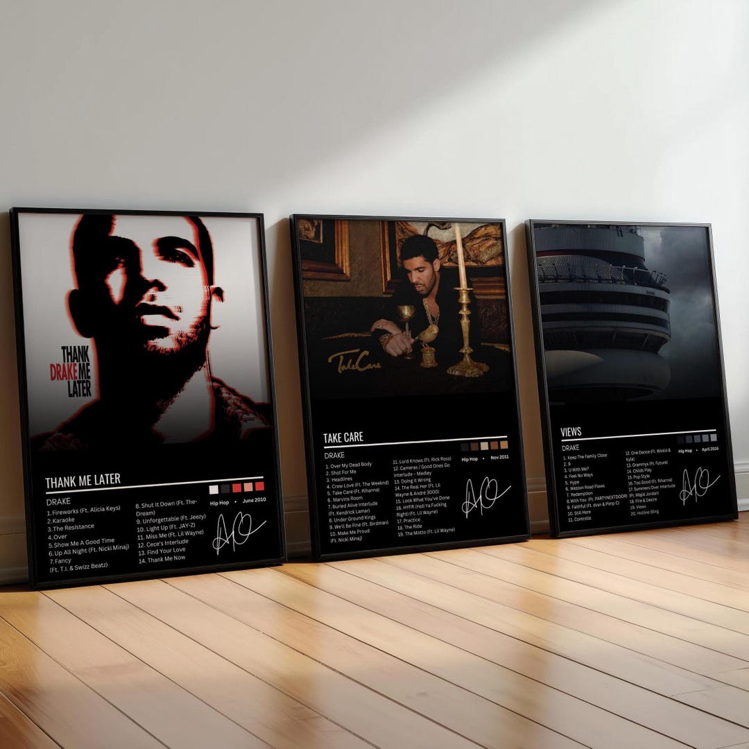 Drake Sign Drake Album Cover Posters | Bundle Set of 3 | Take Care, Views, Thank ...