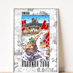 Roronoa Zoro Poster | One Piece Anime Wand Kunst | Manga Poster Druck | Anime Zimmer Dekor | Jungen Raum Kunst | Mehrere Größen erhältlich | Einzelstück