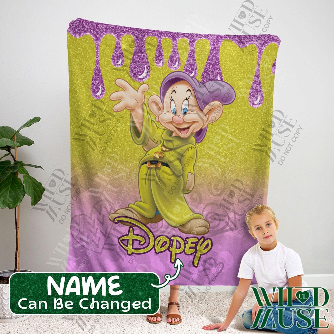 Personalized Dopey Dwarfs Plush Blanket: Custom Cartoon Character Gift ...