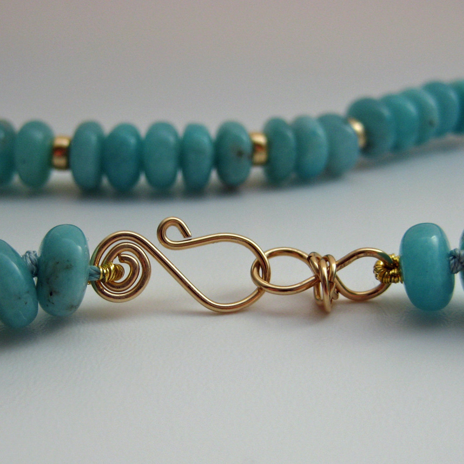 Aqua and Gold Necklace Etsy UK