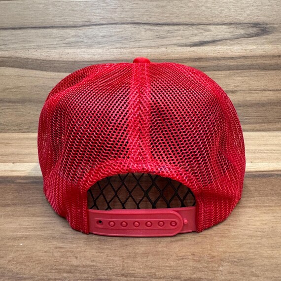 VTG Hennings Reserve red trucker mesh hat one size fits all snapback. View 4