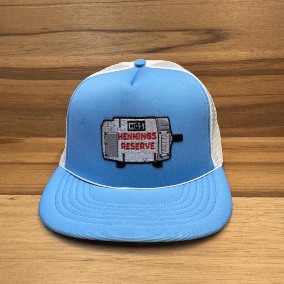 VTG Hennings Reserve blue and white trucker hat one size fits all snapback.
