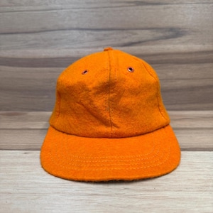 VTG Orange plain 50/50 wool nylon fitted baseball cap size medium.