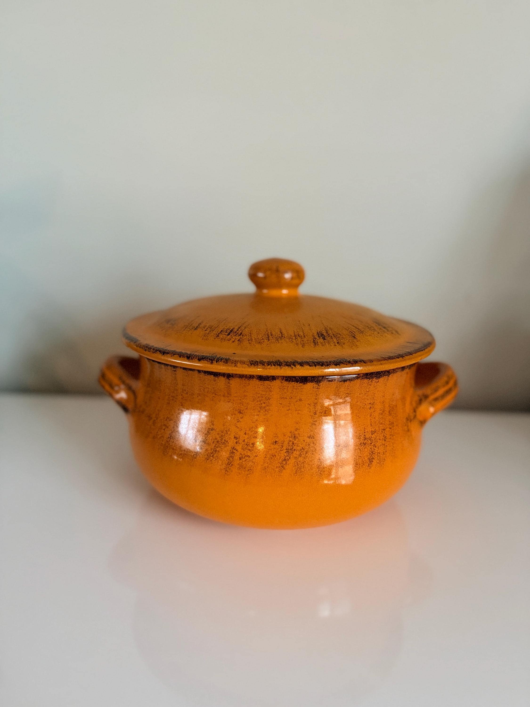 De Silva Pottery Terracotta Casserole Dish, Italian Orange Clay