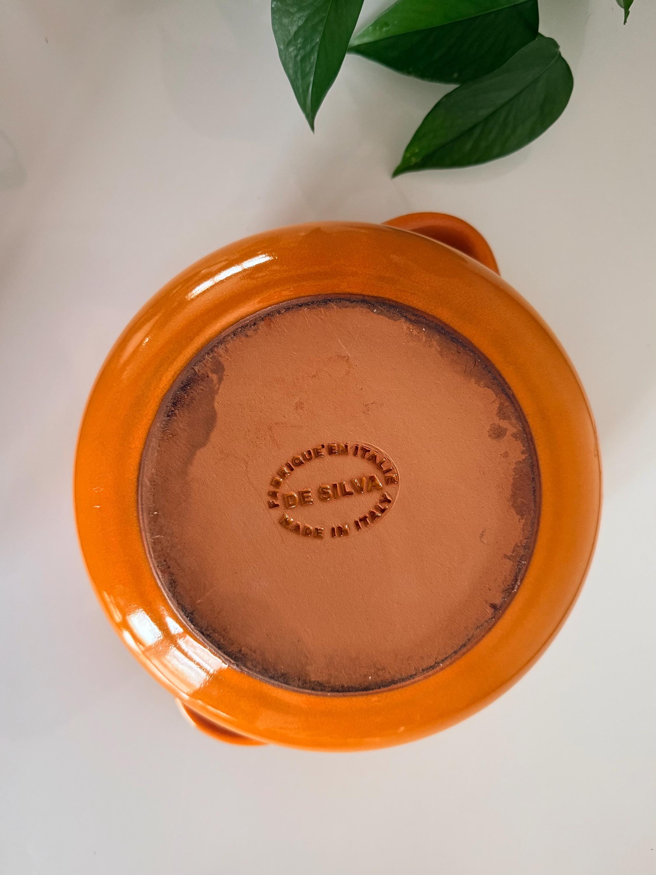 De Silva Pottery Terracotta Casserole Dish, Italian Orange Clay