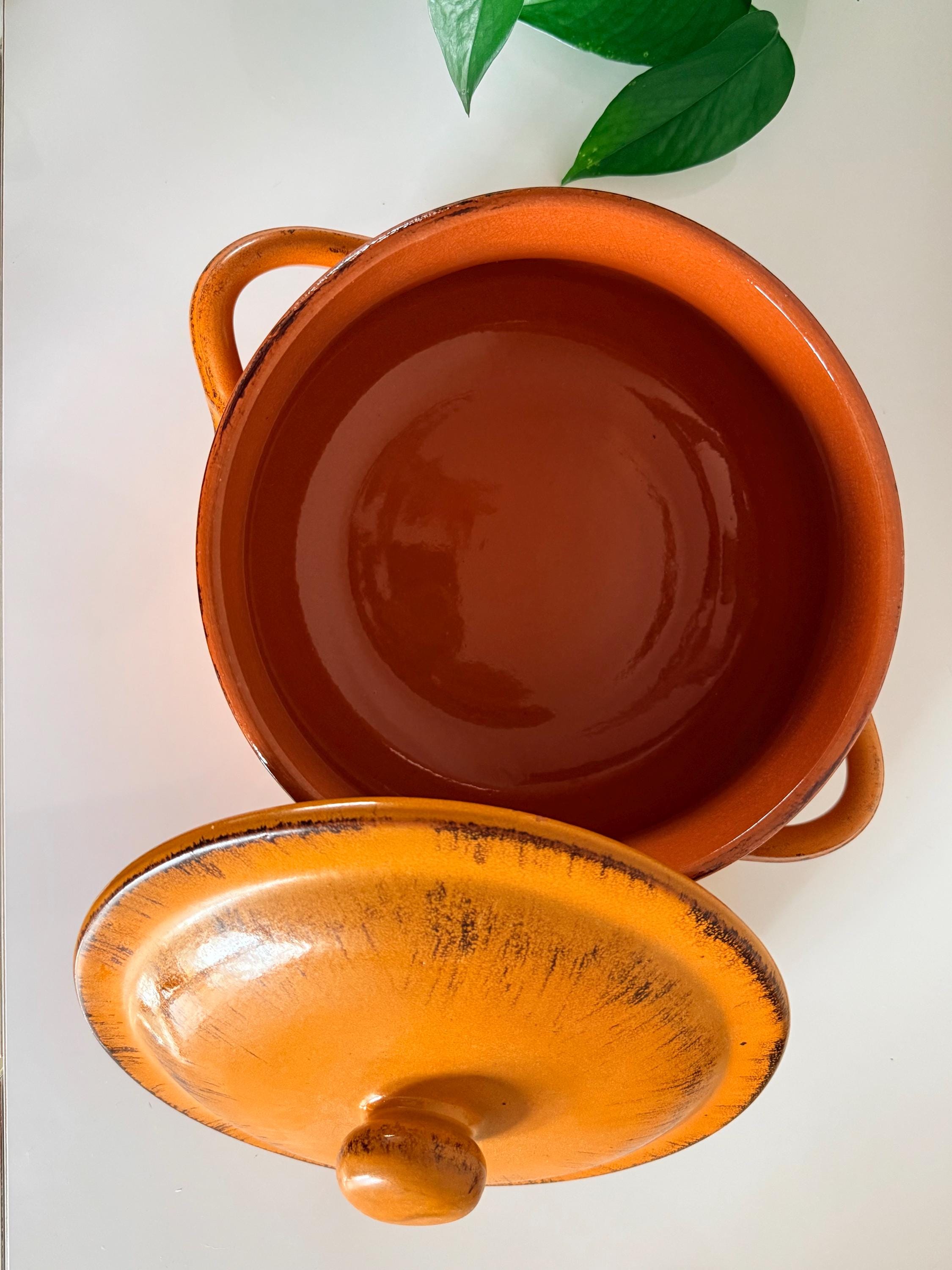 De Silva Pottery Terracotta Casserole Dish, Italian Orange Clay