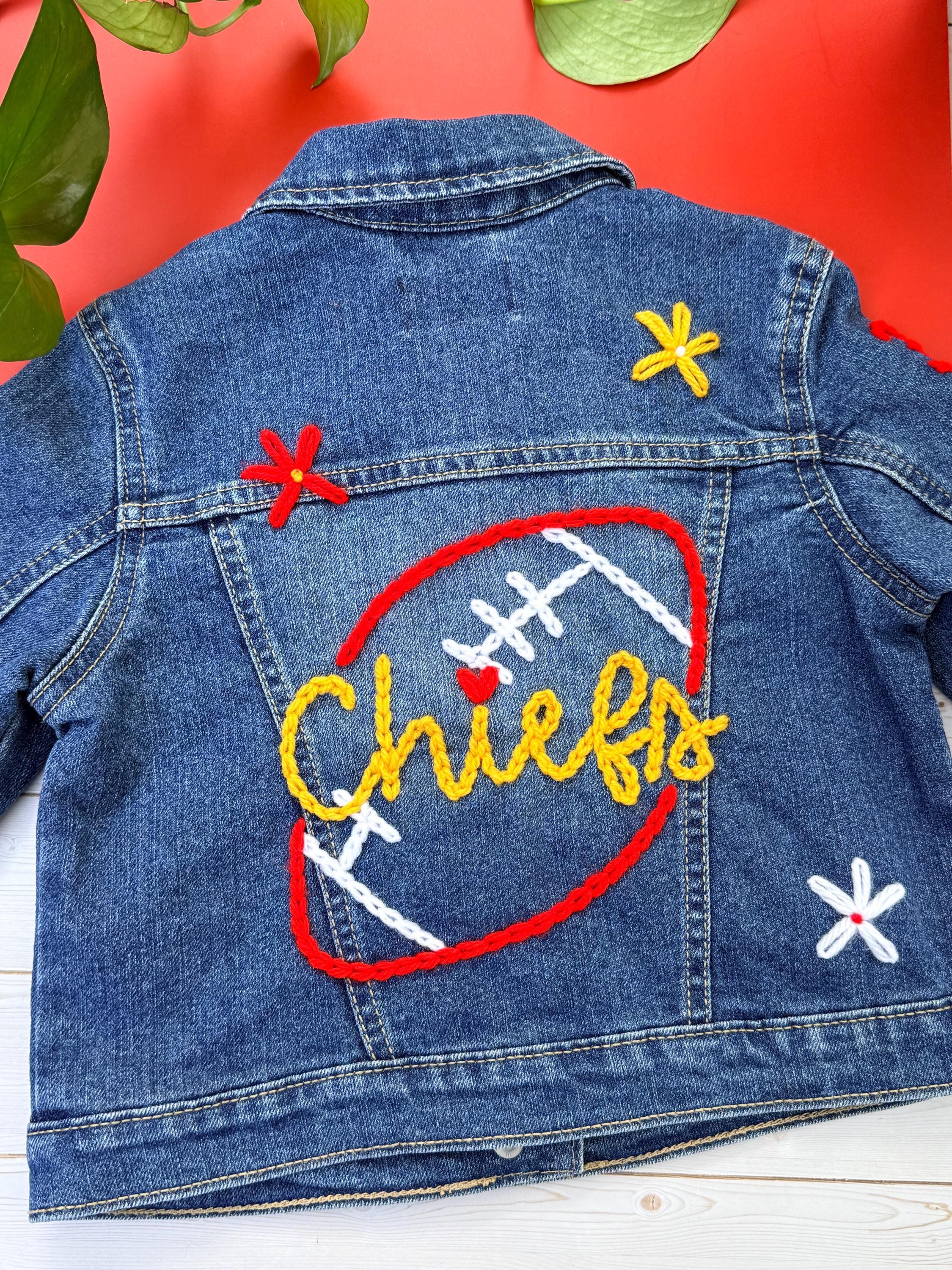 Kids Sports Denim Jacket or Vest: Hand-Stitched, Baseball, football, basketball, soccer