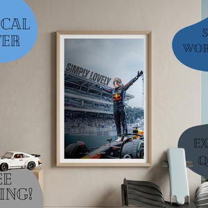 F1-affisch, Redbull Racing, Max Verstappen, Formel 1-matt affisch, världsmästare, racingfangåva, väggkonstdekor, sportminnessaker