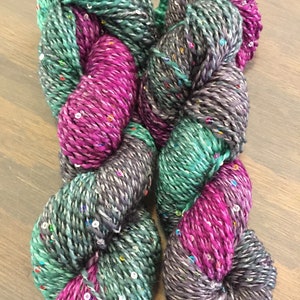 Handpainted Wool Silk Sequins - Aurora Borealis