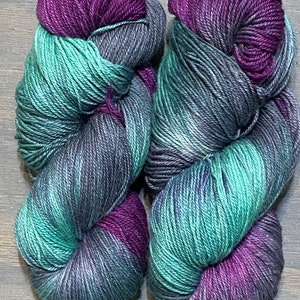 Handbemalte Merino Yak Seide Fingering - Aurora Borealis