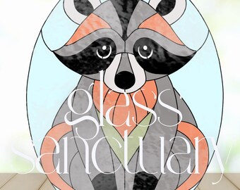 Folk Art Raccoon Stained Glass Pattern