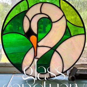 Geometric Swan Stained Glass Pattern