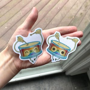 Drum Set Stickers, Rainbow stickers, Vinyl & Holographic, Kidcore, Weatherproof
