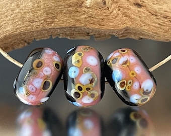 BHB Set - Big Holed Beads - (3) Handmade Lampwork Beads - Green, Black ...