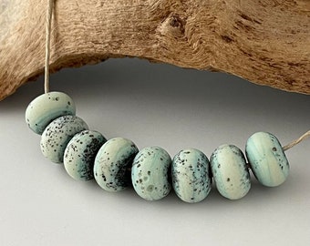 Rustic Gems- (8) Handmade Lampwork Beads - Miny, Gray