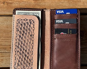 Geometric Basket Weave Roper Long Wallet