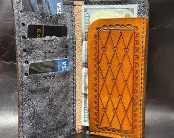 Tooled Roper Long Wallet - Etsy