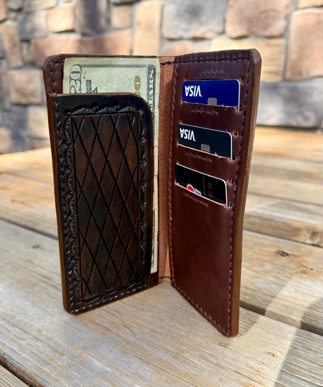 Leather Tooled Roper Long Wallet - Etsy