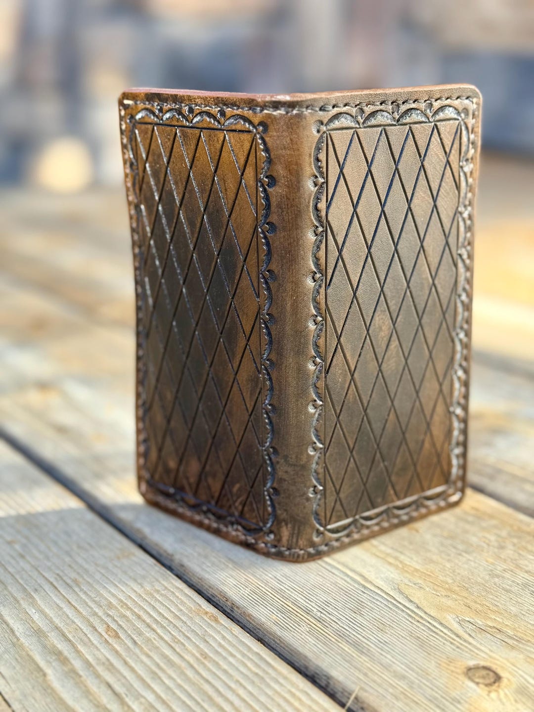 Leather Tooled Roper Long Wallet - Etsy