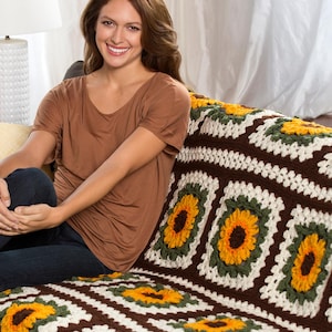 Sunflower Granny Square Crochet Blanket Pattern: Beginner PDF Afghan Guide