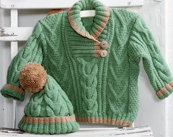 Kids Sweater and Hat with Cable Pattern Crochet and Knit PDF | Pullover und Mütze mit Zopfmuster Anleitung