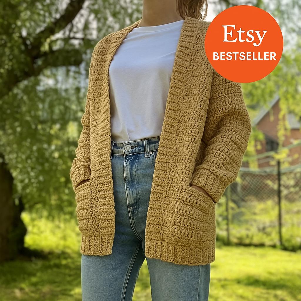 Crochet Cardigan Pattern PDF | Boho Beach Cover-Up | Lightweight & Beginner-Friendly | Instant Download, Sizes XS-3XL