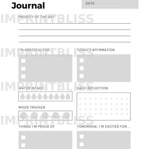 Daily Gratitude Journal | Self-Care & Mindfulness Planner | Reflection and Mood Tracker | Printable PDF