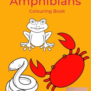 13 Pages Amphibians Coloring Book This coloring book contains detailed line drawings of animals such as alligators