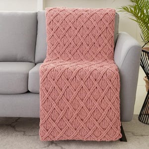 Diamond Lattice knit Blanket Pattern Chunky Loop Yarn PDF Throw