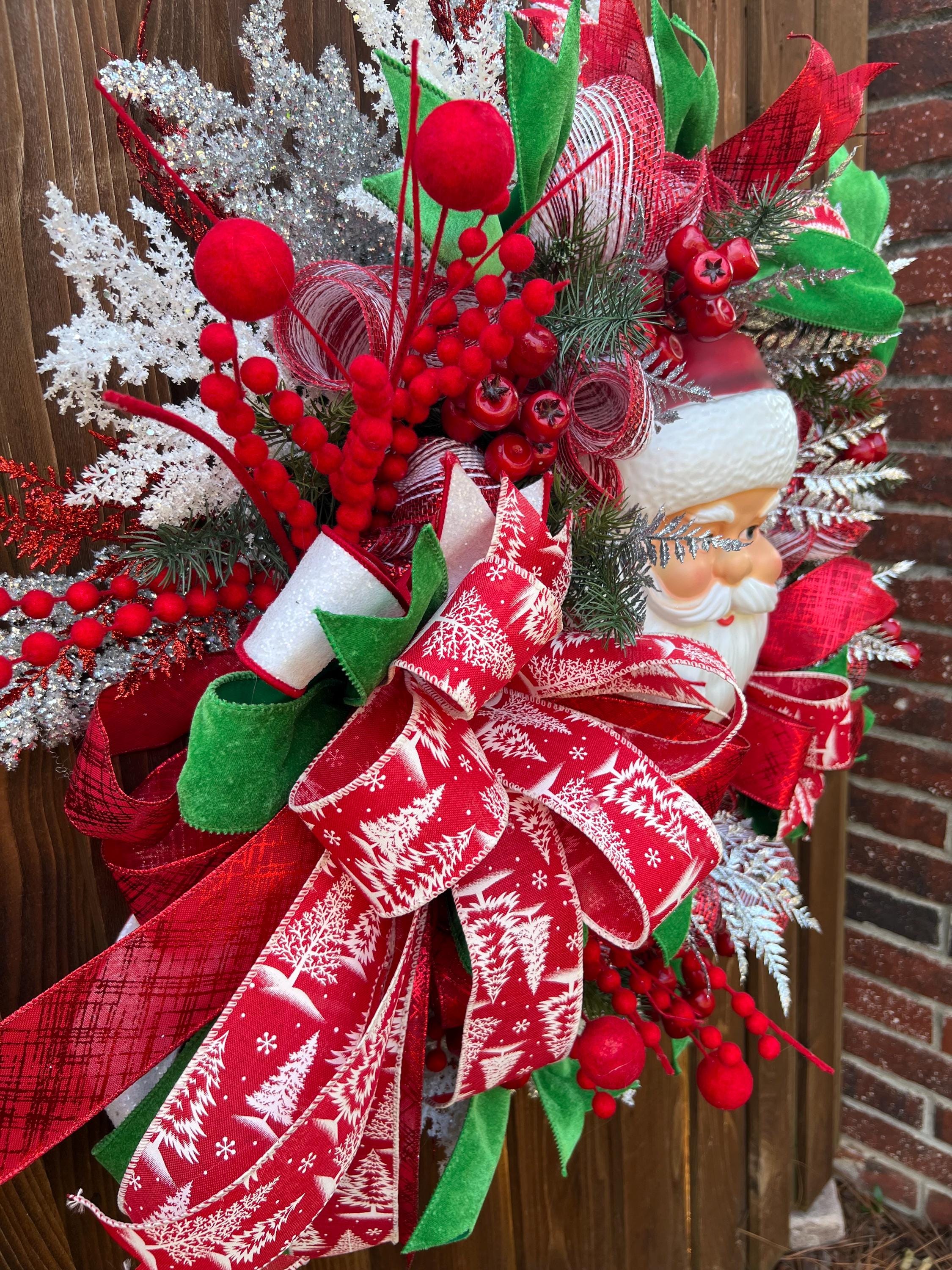 クリスマスリース、サンタリース、玄関用のクリスマスリース、ホリデー