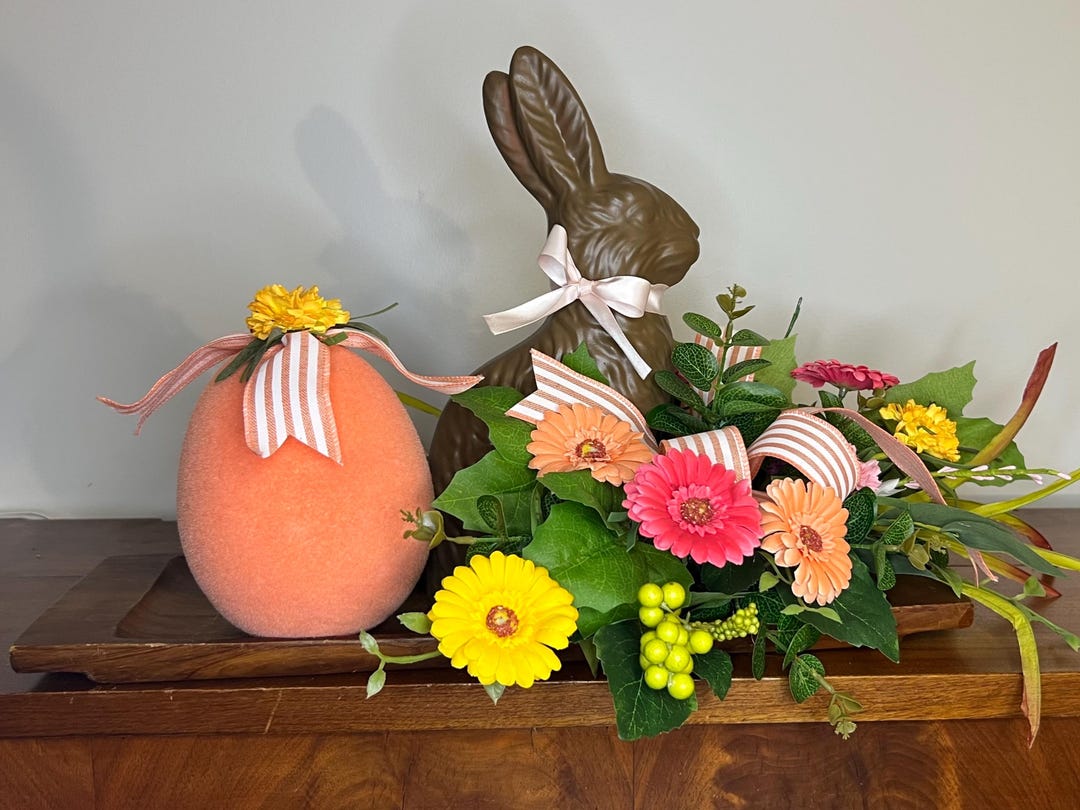 Waterfall Rabbit Arrangement Easter Centerpiece, Rabbit Arrangement for Easter, Chocolate Rabbit ...
