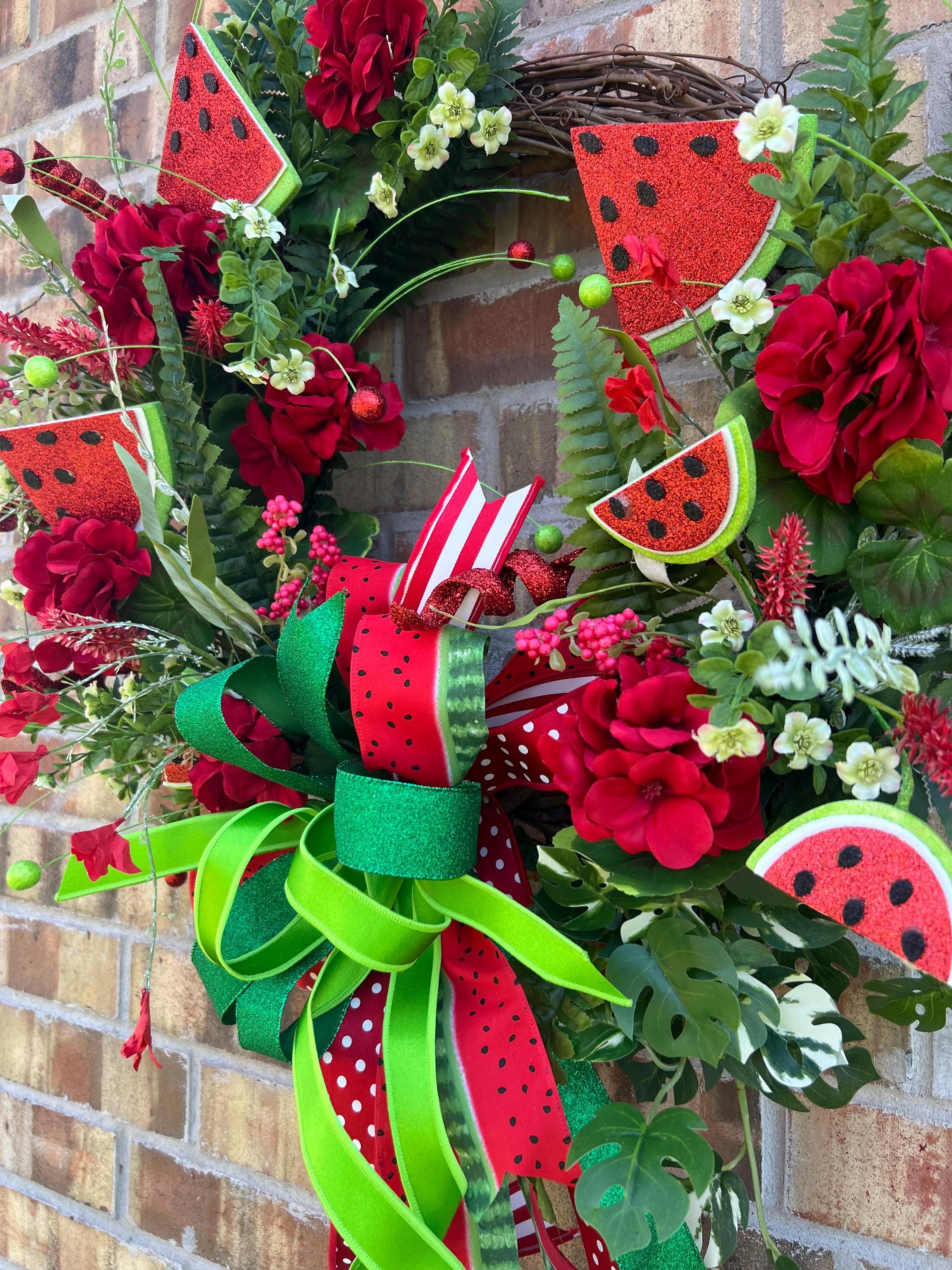Summer Watermelon Wreath, Watermelon Front Door Decor, Seasonal Summer