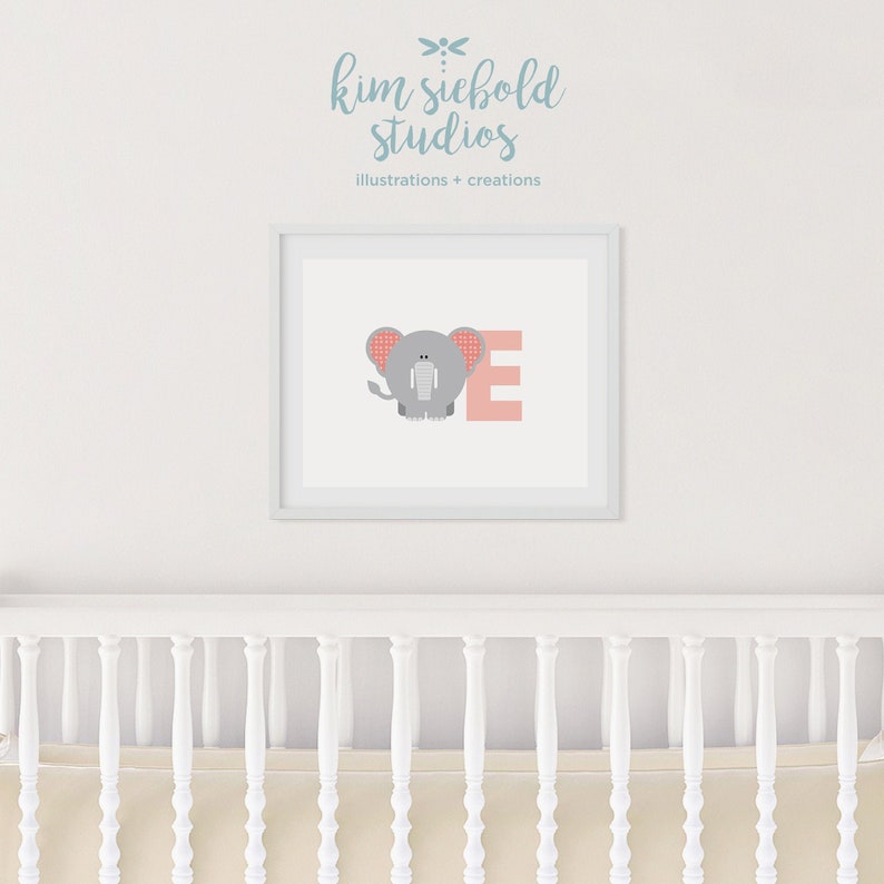 E Elephant Animal Alphabet Learning Nursery Kids Decor Wall Print Colour Poster