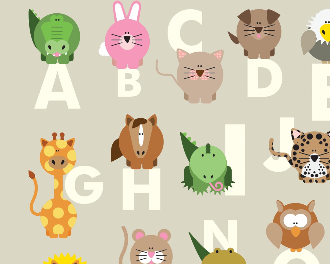 Alphabet Animal Poster Educational Wall Art Large Alphabet Etsy