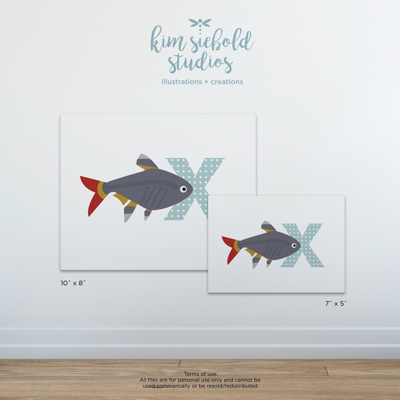 x ray fish nursery wall art alphabet animal printable wall