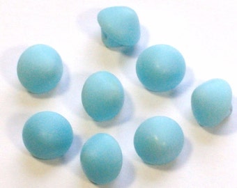 8 Vintage Blue Glass Buttons Small 8mm Sewing Jewelry Sewing Buttons Set