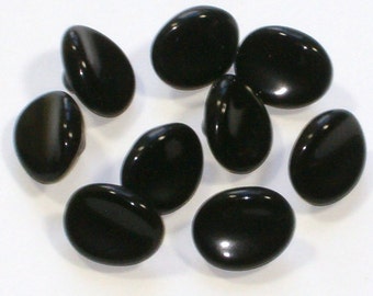 8 Vintage Black Glass Buttons 11mm Sewing Buttons Matching Set