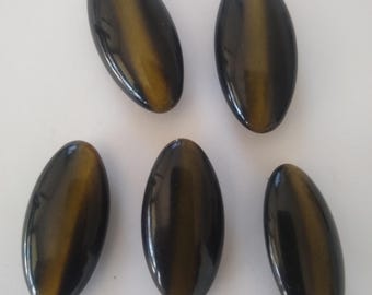 5 Beautiful Hard to Find Tigers Eye Style Antique Celluloid Tightops Metal Backs