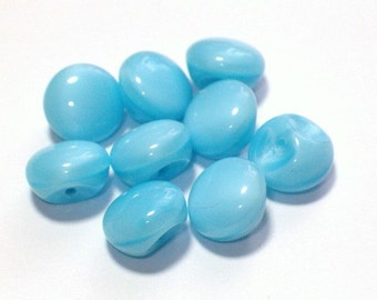 9 Blue Glass Set Vintage Buttons Bead Style 8mm Jewelry Ornaments
