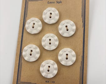 White Vintage Plastic Buttons on the Original Card Latest Style Brand
